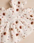 Minikane Doll Clothes | Doll Muslin Dress - Brown Flowers