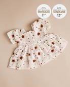 Minikane Doll Clothes | Doll Muslin Dress - Brown Flowers