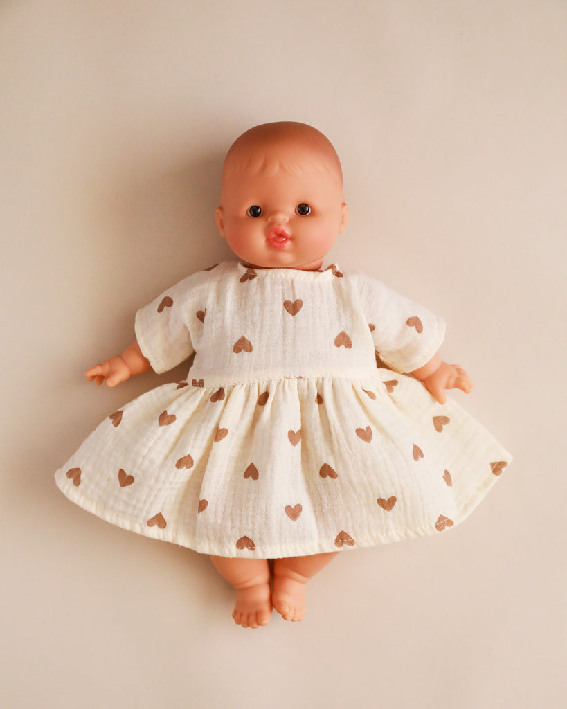 Minikane Doll Clothes | Doll Muslin Dress - Hearts