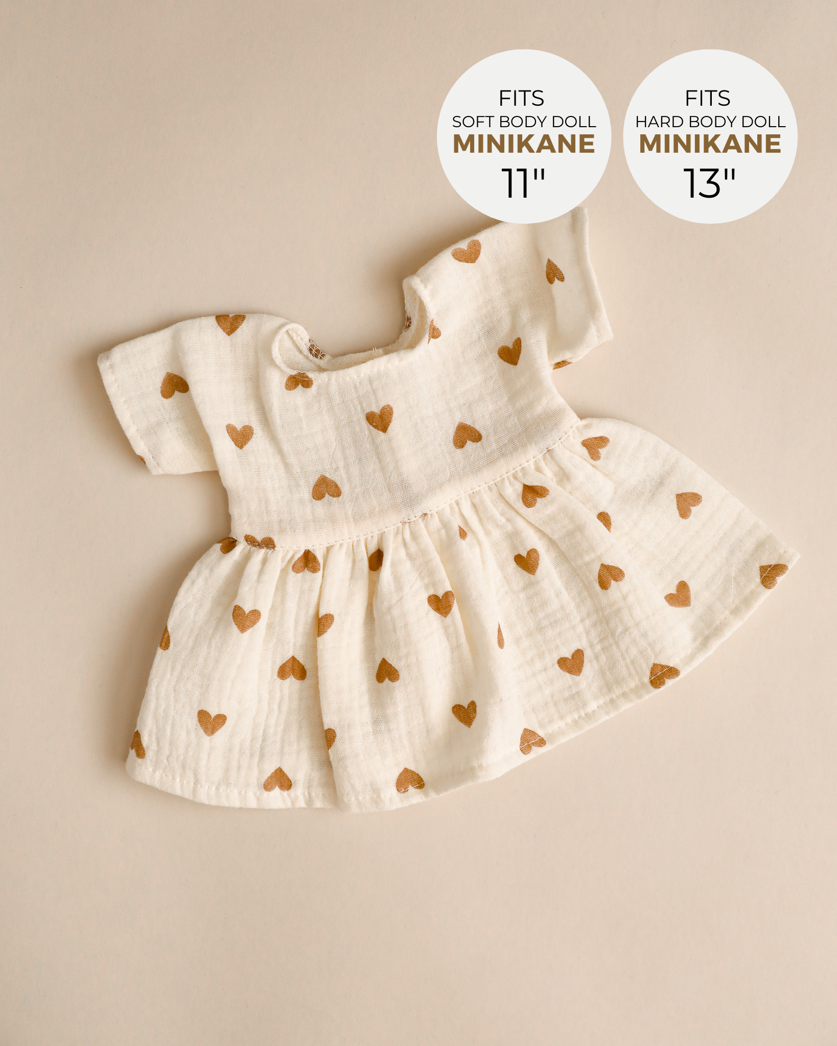 Minikane Doll Clothes | Doll Muslin Dress - Hearts