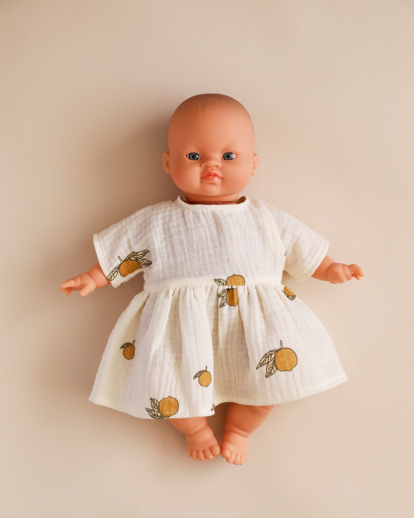 Minikane Doll Clothes | Doll Muslin Dress - Lemon