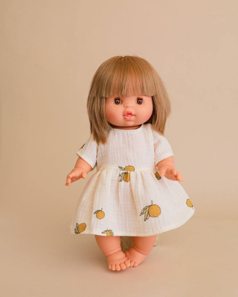 Minikane Doll Clothes | Doll Muslin Dress - Lemon