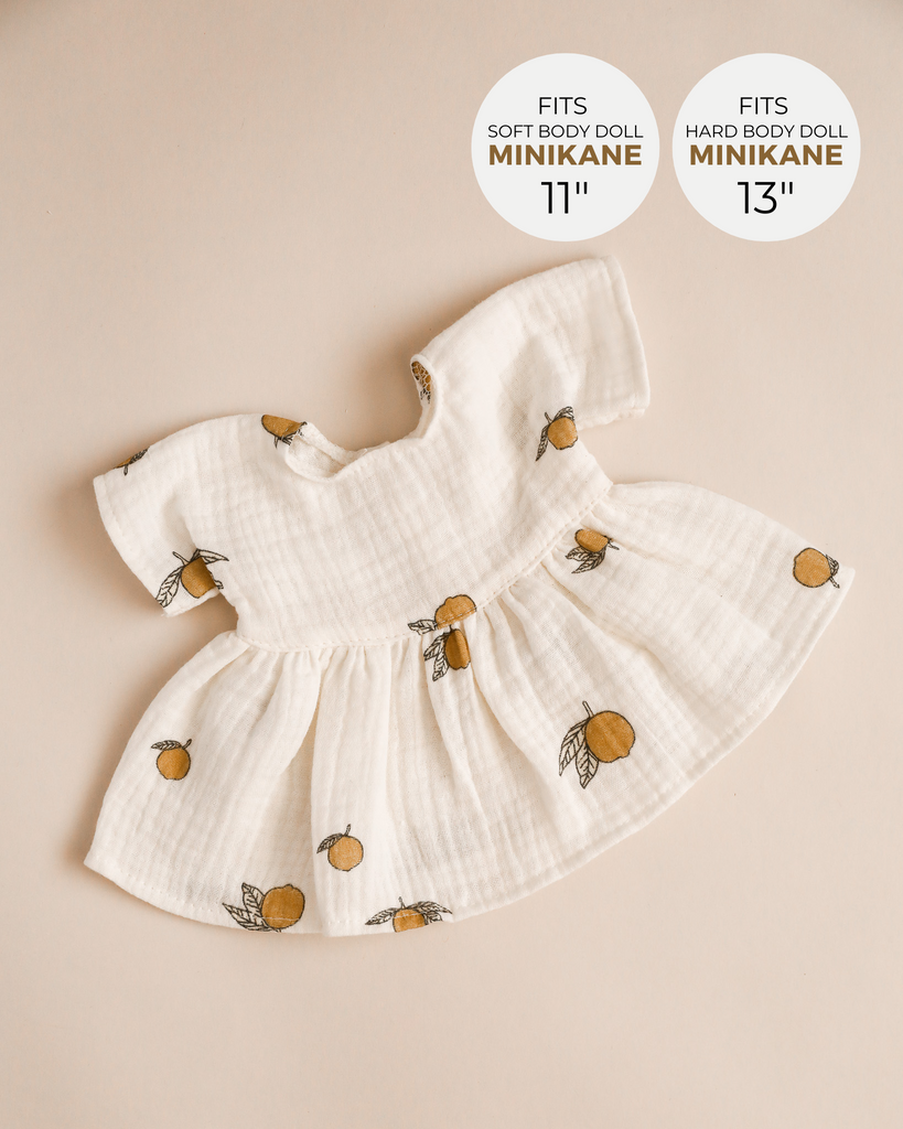 Minikane Doll Clothes | Doll Muslin Dress - Lemon