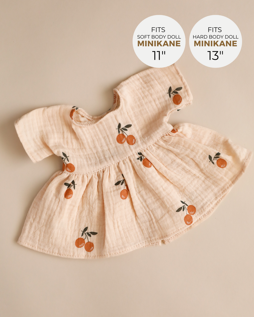 Minikane Doll Clothes | Doll Muslin Dress - Peaches