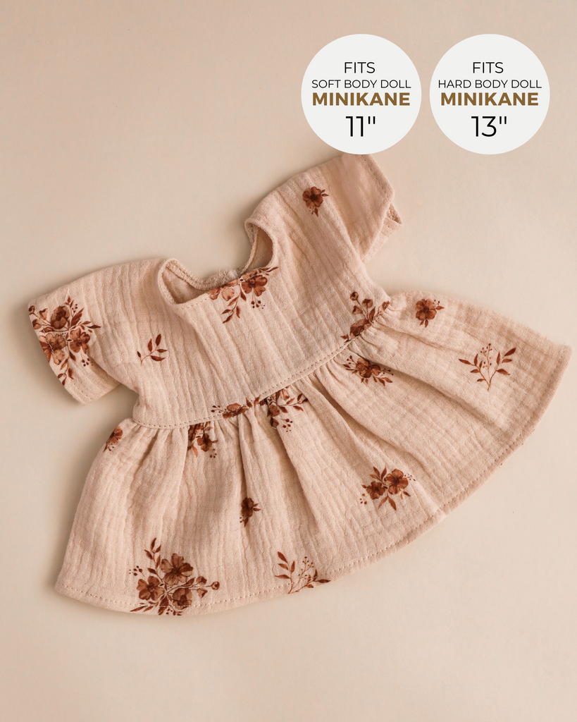 Minikane Doll Clothes | Doll Muslin Dress - Retro Flowers