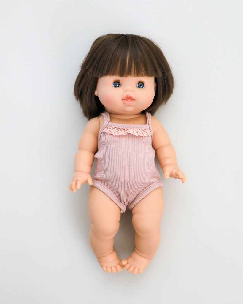 Minikane Doll Clothes | Sleeveless Ribbed Doll Onesie - Petal