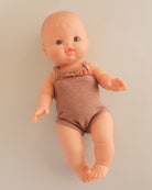 Minikane Doll Clothes | Sleeveless Ribbed Doll Onesie - Brown