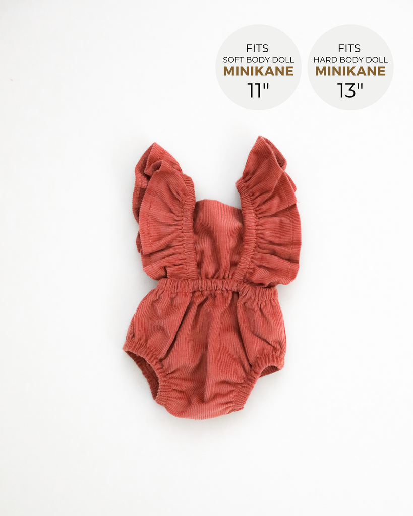 Minikane Doll Clothes | Doll Retro Romper - Marsala