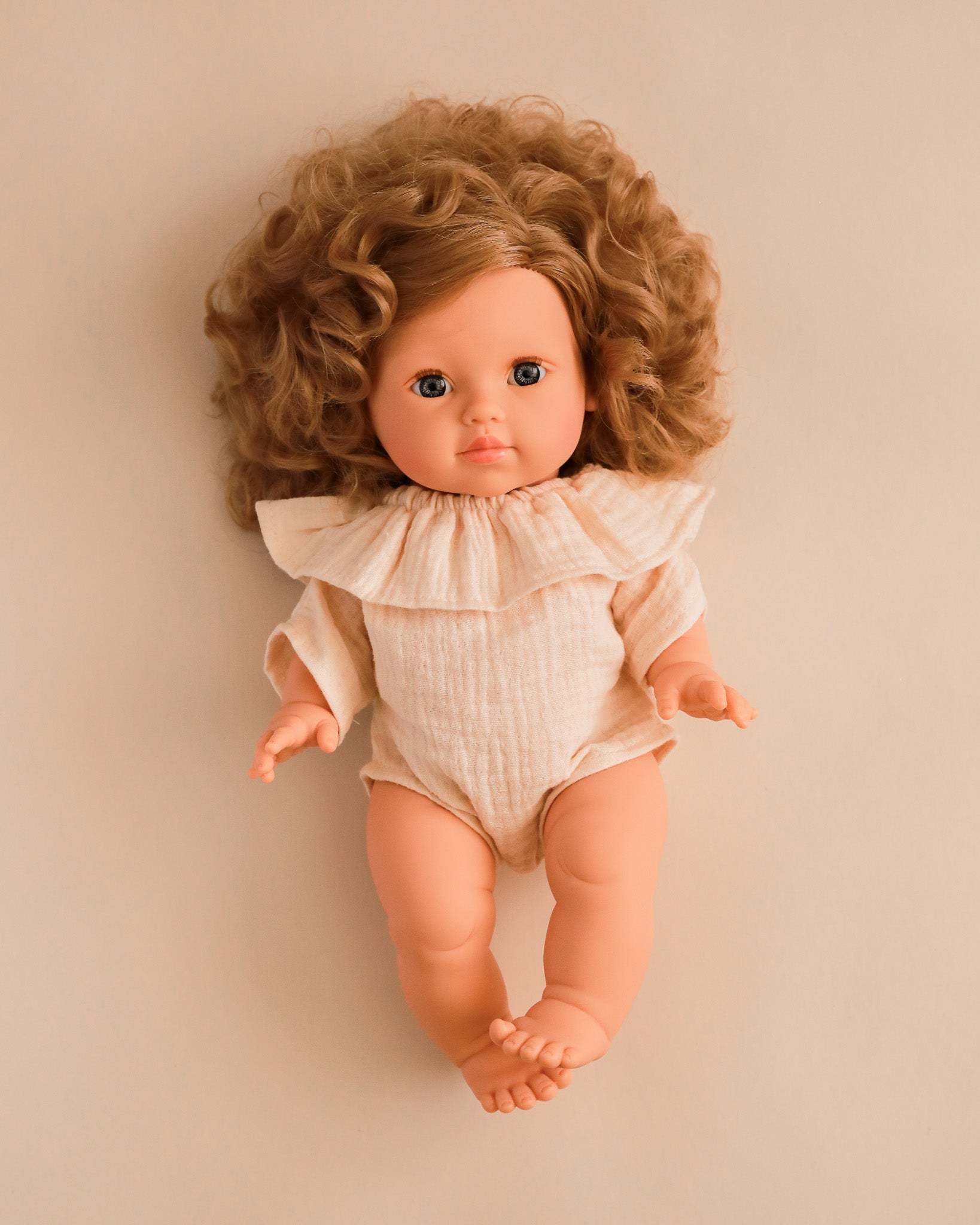Minikane Doll Clothes | Doll Muslin Romper - Beige