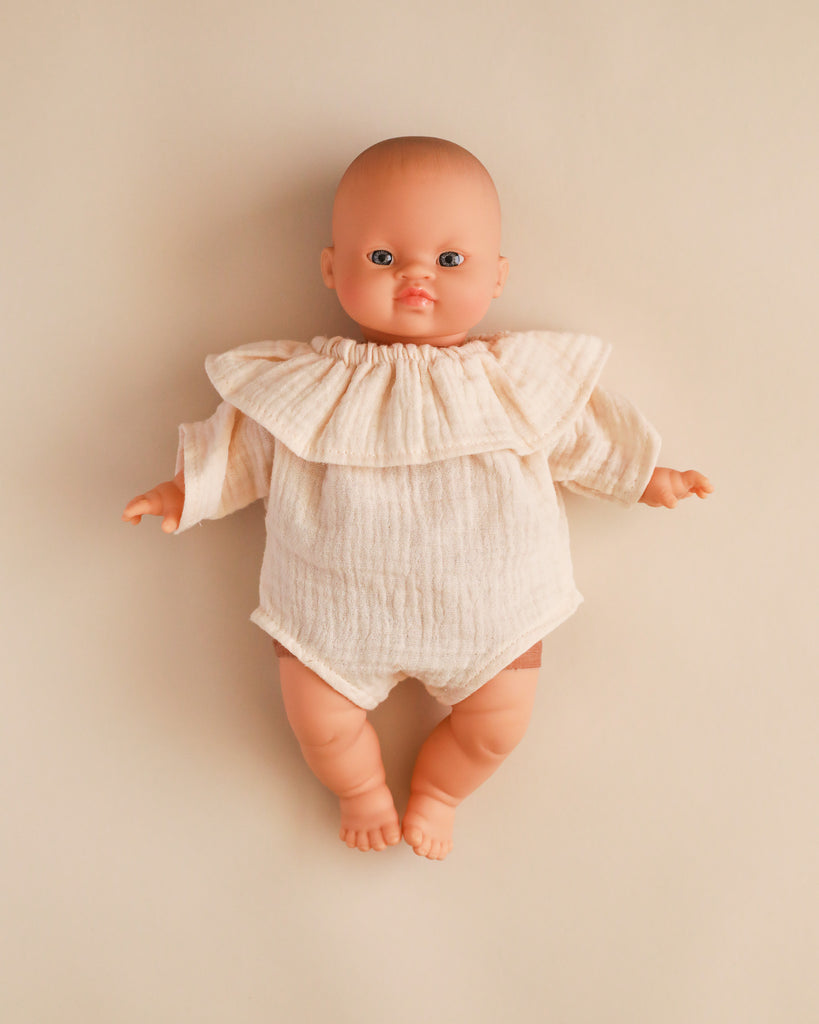 Minikane Doll Clothes | Doll Muslin Romper - Beige