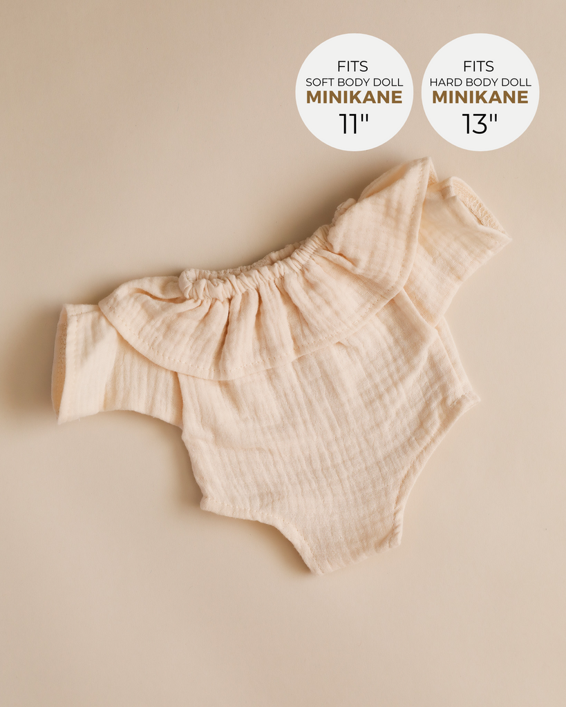 Minikane Doll Clothes | Doll Muslin Romper - Beige