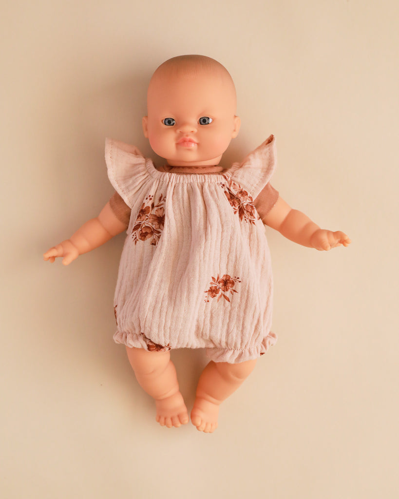 Minikane Doll Clothes | Doll Muslin Romper - Retro Flowers