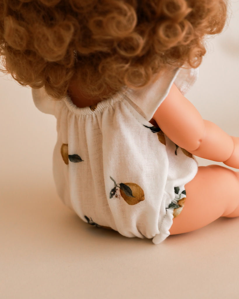 Minikane Doll Clothes | Doll Muslin Romper - Retro Lemons