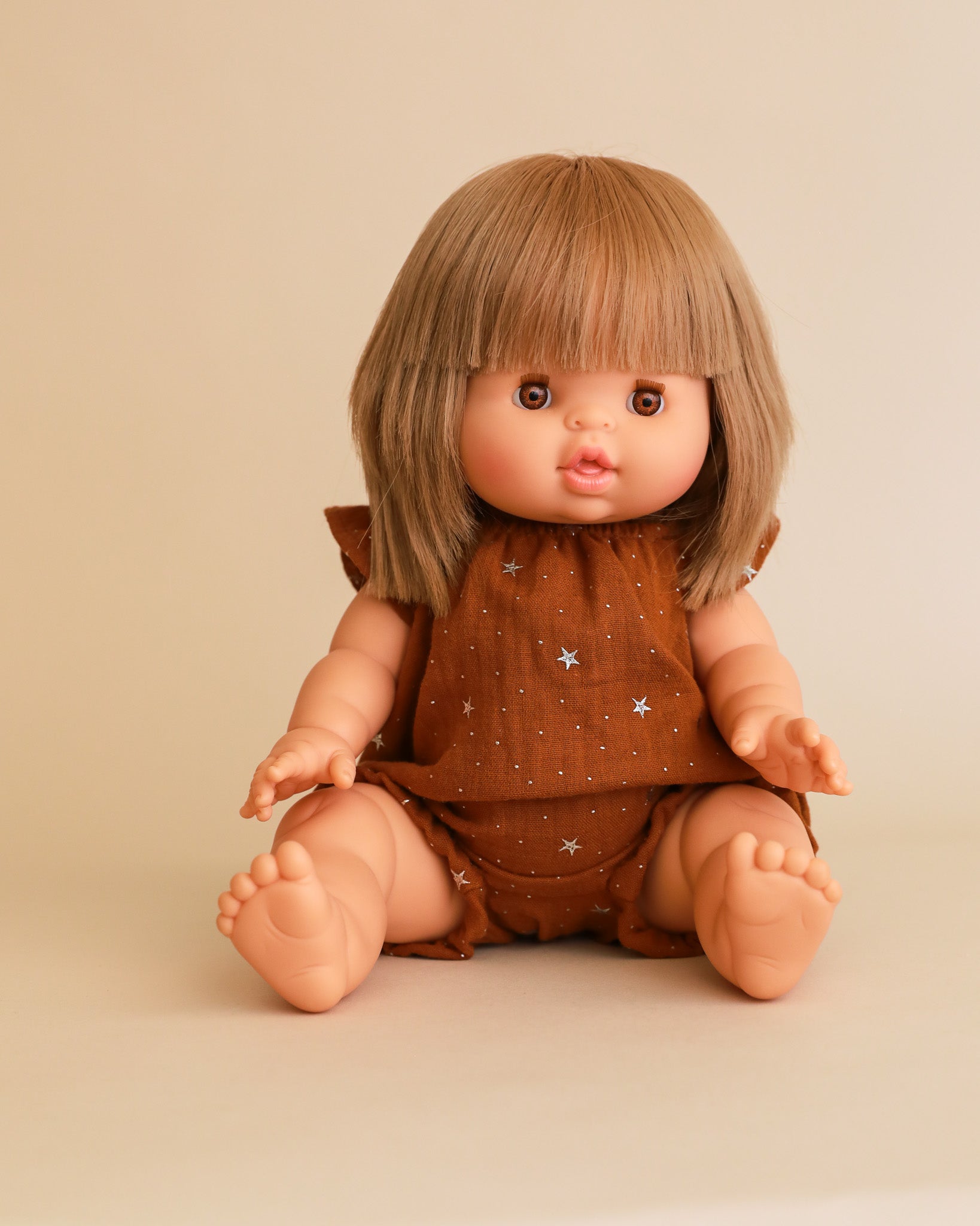 Minikane Doll Clothes | Doll Muslin Romper - Toffee Stars