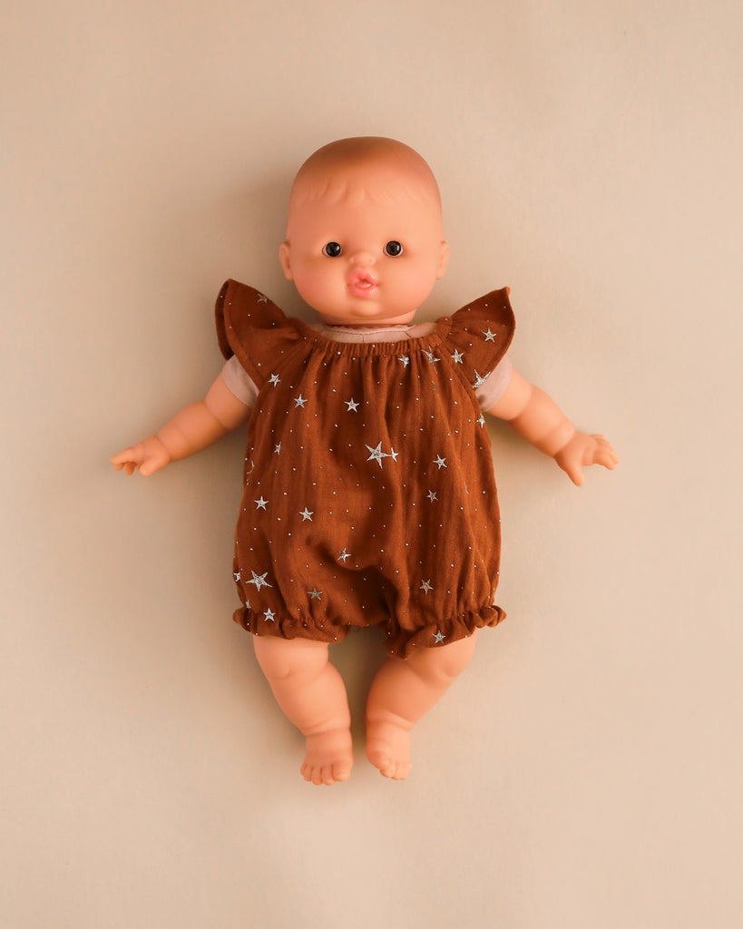 Minikane Doll Clothes | Doll Muslin Romper - Toffee Stars