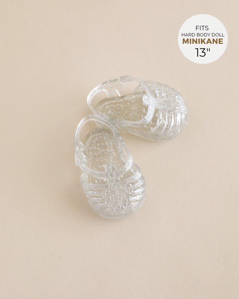 Minikane Doll Shoes | Doll Sandals - Silver Glitter