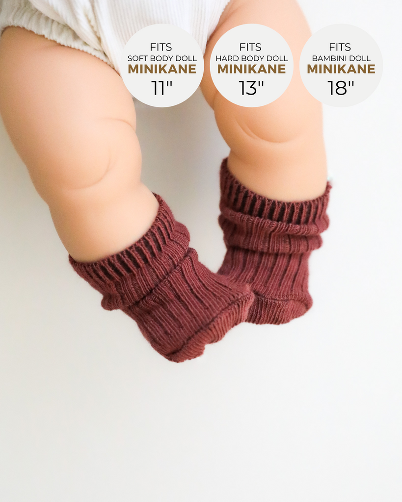 Minikane Doll Clothes | Doll Socks - Chocolate (1 Pair)