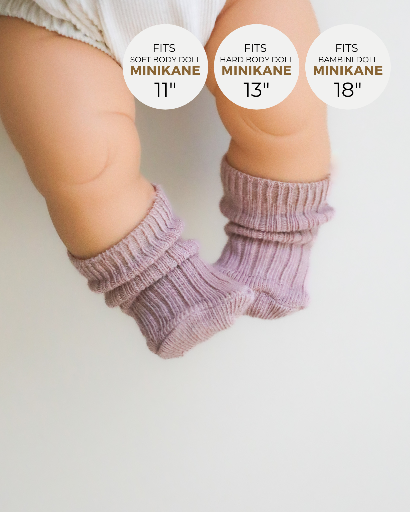 Minikane Doll Clothes | Doll Socks - Lavender
