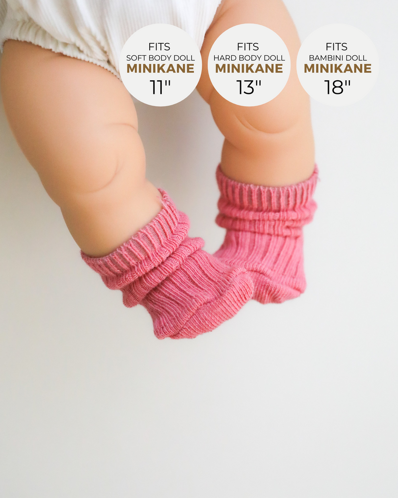 Minikane Doll Clothes | Doll Socks - Rose