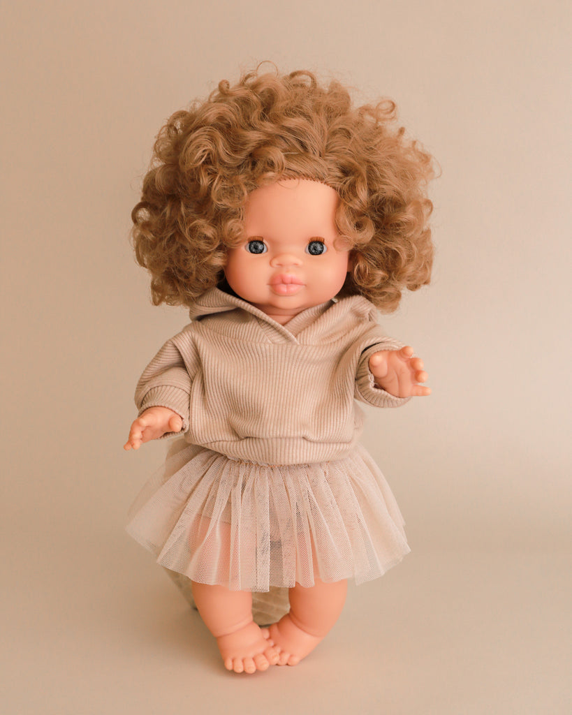 Minikane Doll Clothes | Doll Sweatshirt Tutu Set - Beige