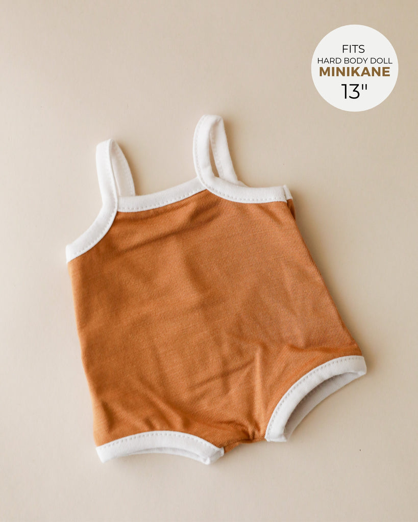 Minikane Doll Clothes | Sleeveless Retro Doll Bodysuit - Brown