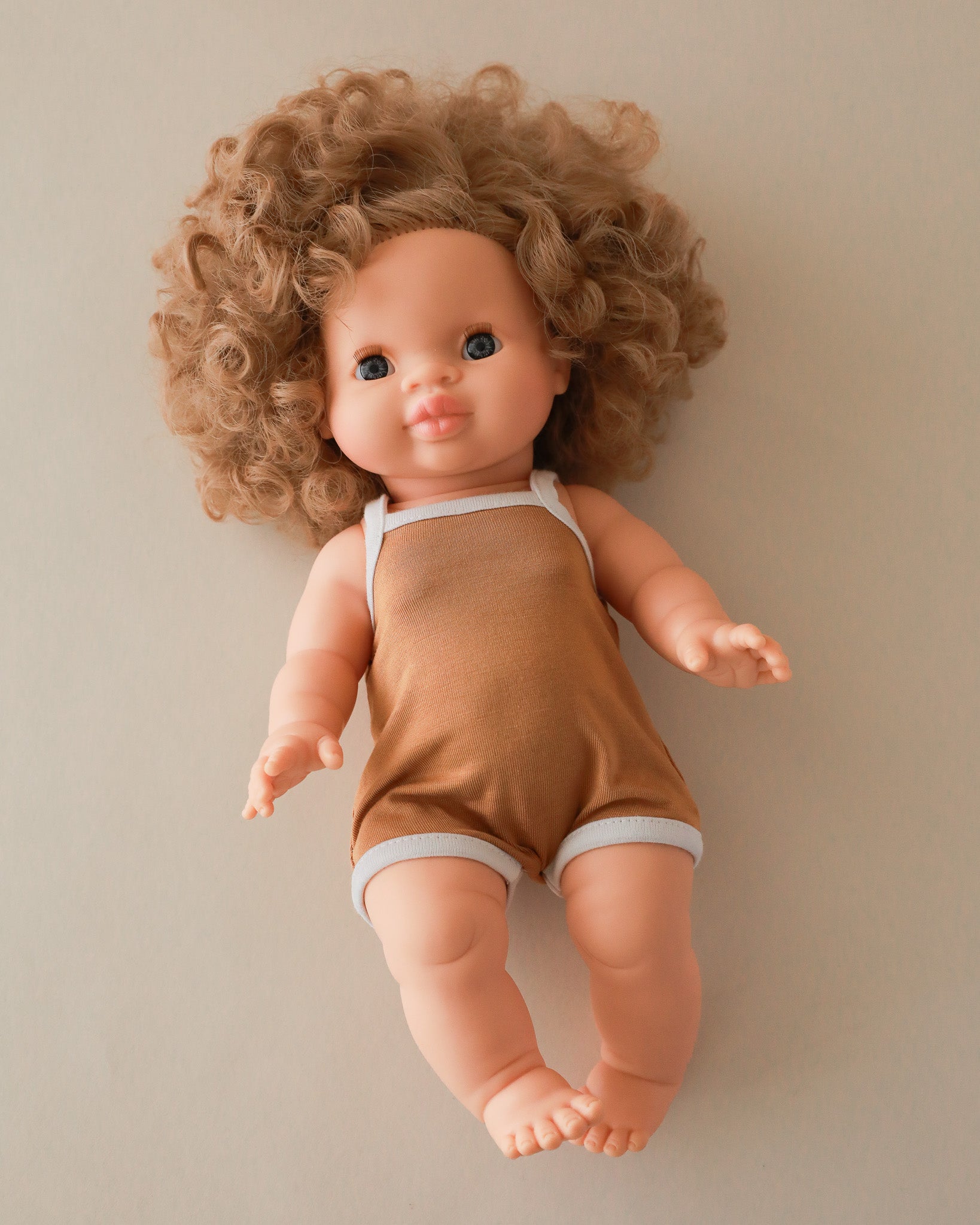 Minikane Doll Clothes | Sleeveless Retro Doll Bodysuit - Brown