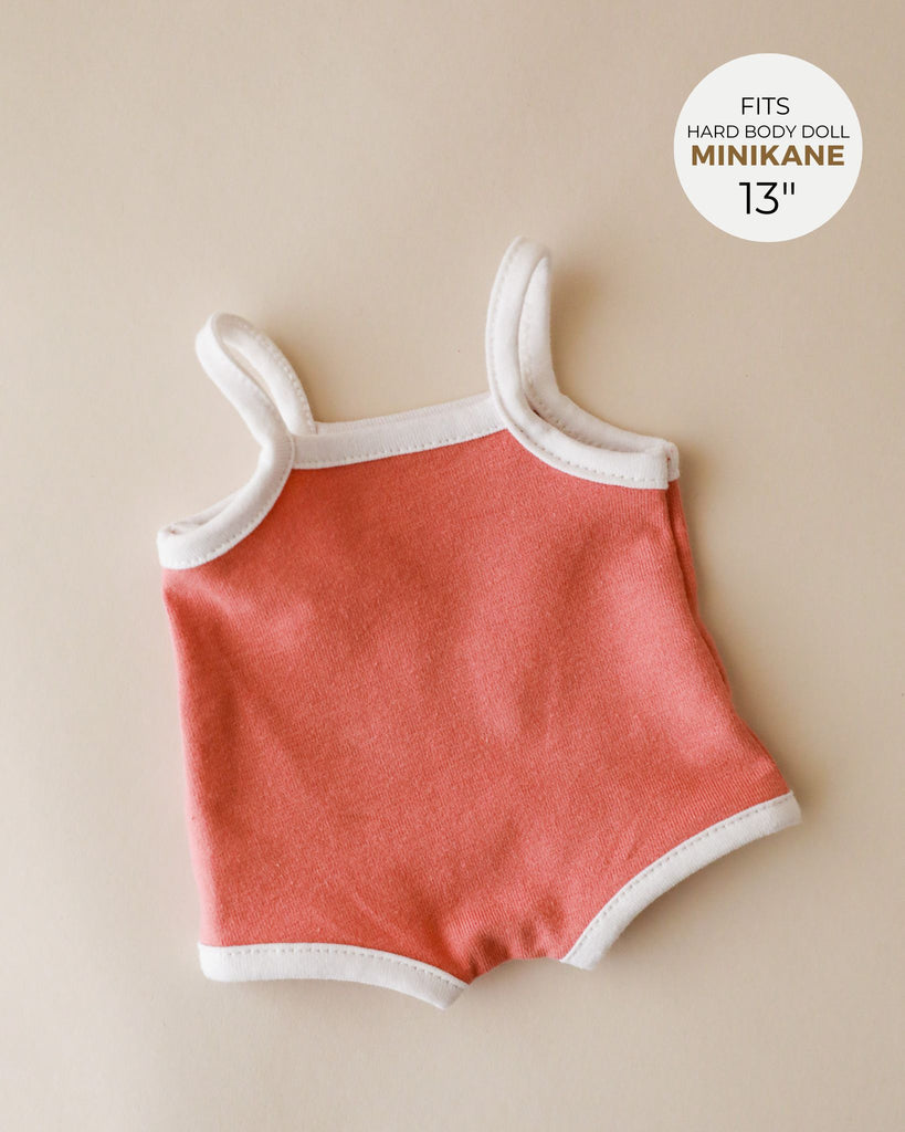 Minikane Doll Clothes | Sleeveless Retro Doll Bodysuit - Pink Trifle