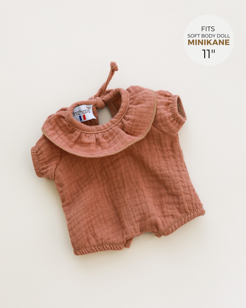 Minikane Doll Clothes | Soft Body Doll Romper - Brown