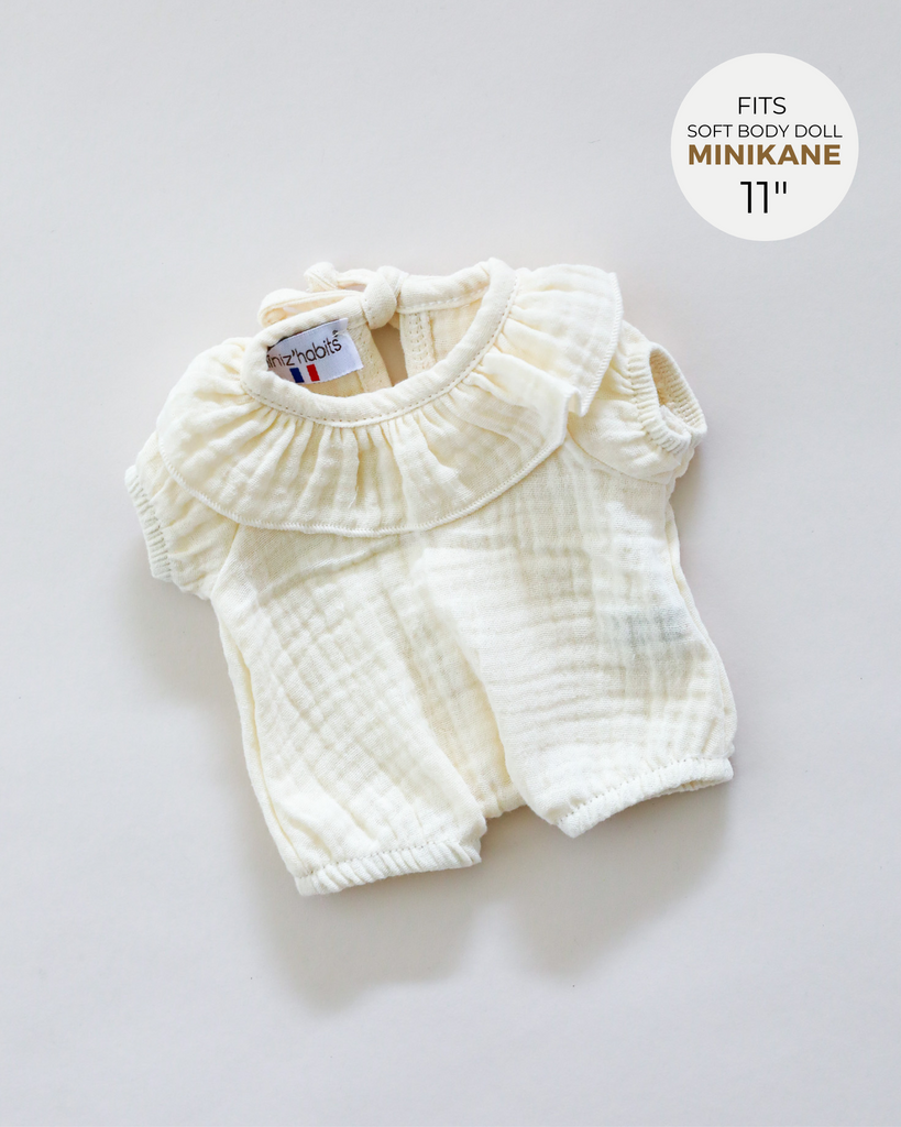 Minikane Doll Clothes | Soft Body Doll Romper - Off White
