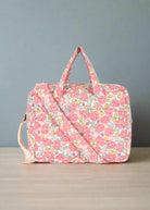 OEKO-TEX cotton doll diaper bag featuring vintage English garden rose design with golden accents