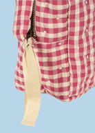 Charming gingham diaper bag for dolls with spacious storage and secure zipper closure
