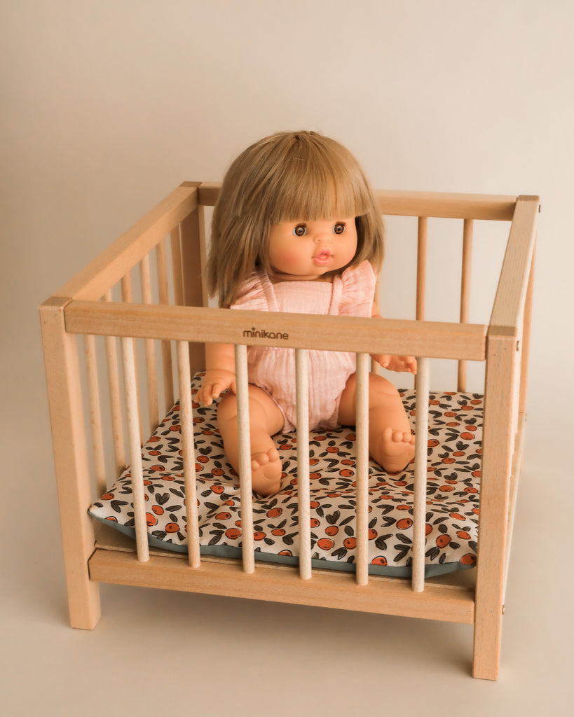 Minikane Doll Furniture | Wooden Doll Playpen - Orange