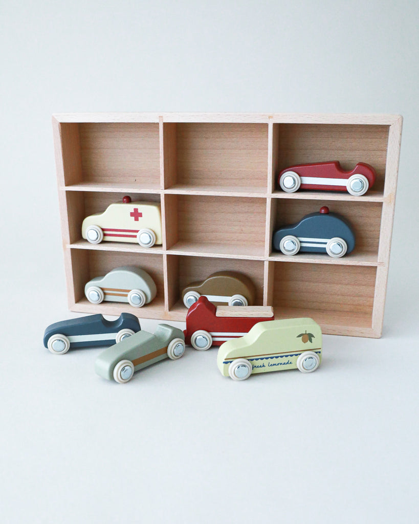 Wooden Mini Car Play Set (Pack of 9)