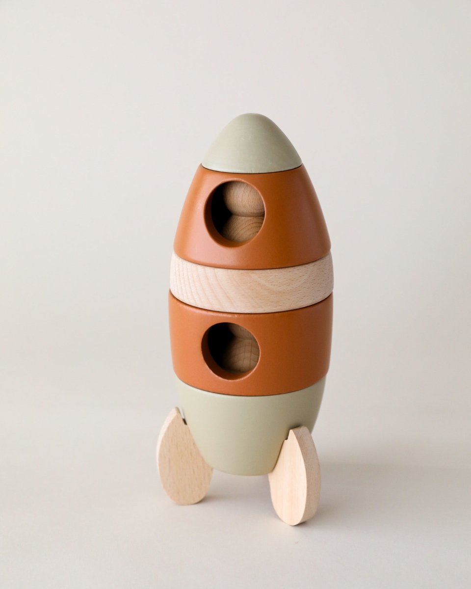 Wooden Stacking Rocket | Montessori Toy – Playroom Collective
