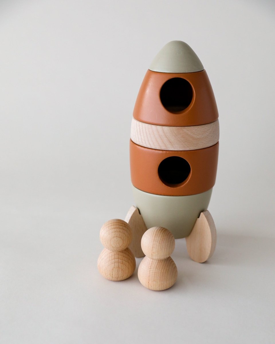 Wooden Stacking Rocket | Montessori Toy – Playroom Collective
