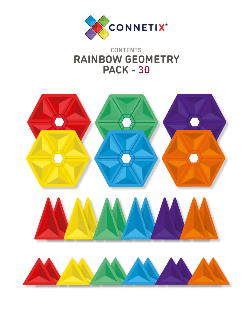 Connetix Tiles RAINBOW 30 Piece Geometry Pack