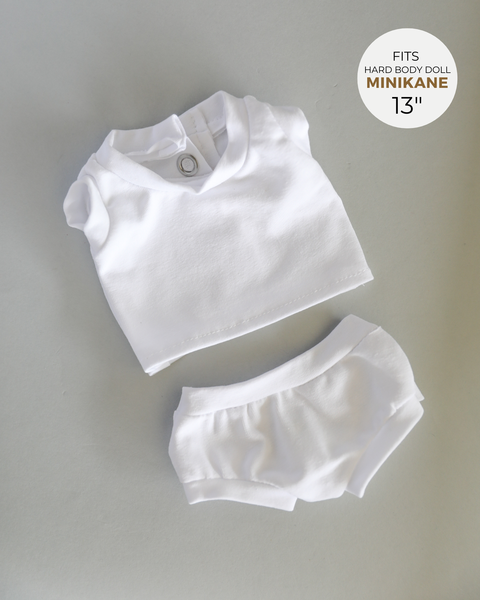 Minikane Doll Clothes | White T-Shirt with Shorts