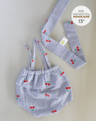 Minikane Doll Clothes | Striped Cherry Romper with Headband