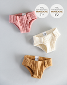 Minikane Doll Clothes | Baby Doll Muslin Diapers (pack of 3)