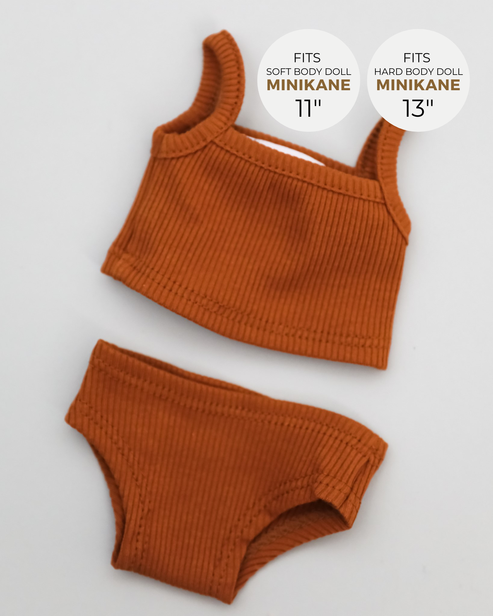 Minikane Doll Clothes | Baby Girl Doll Underwear Set (Brown)