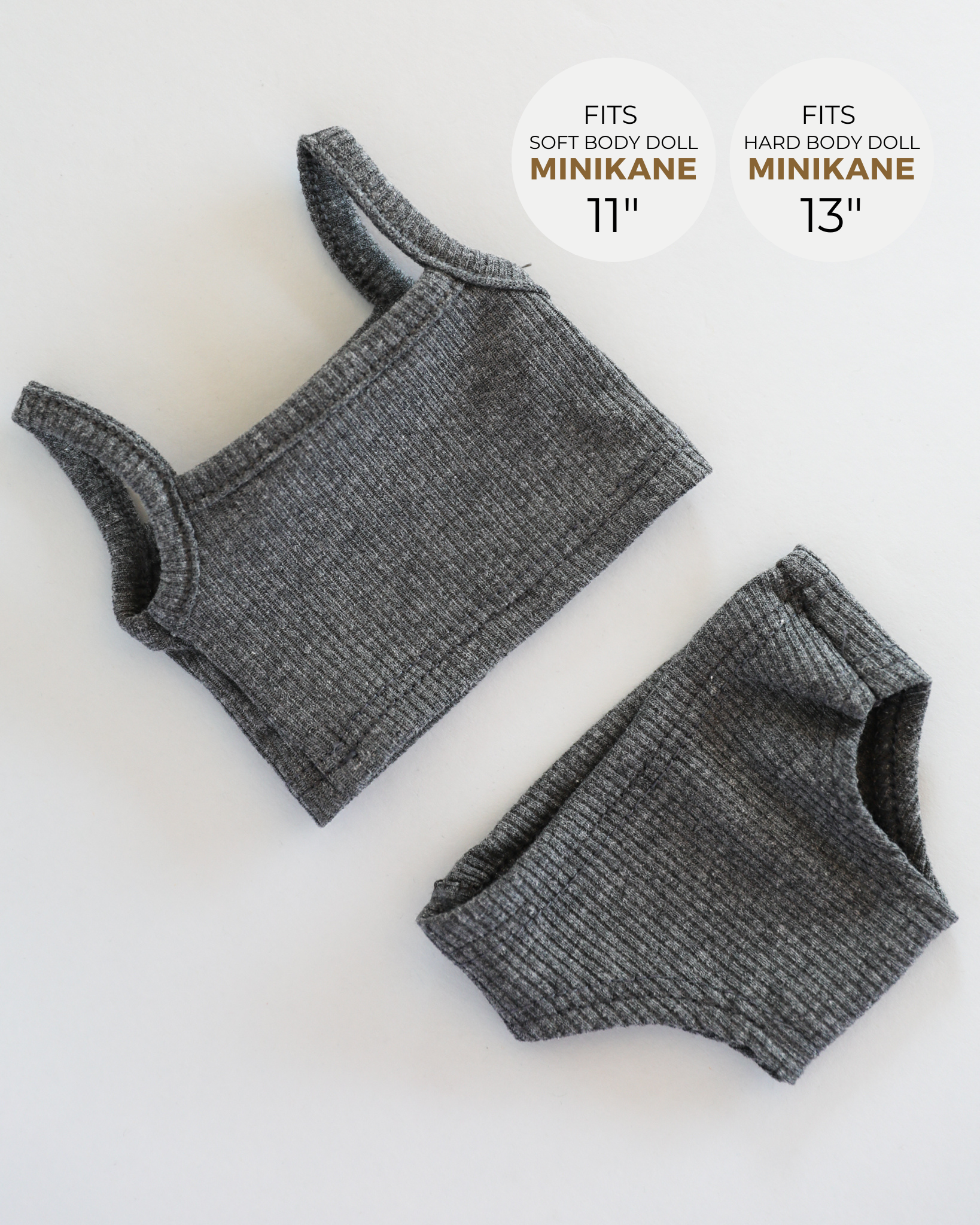 Minikane Doll Clothes | Baby Girl Doll Underwear Set (Grey)