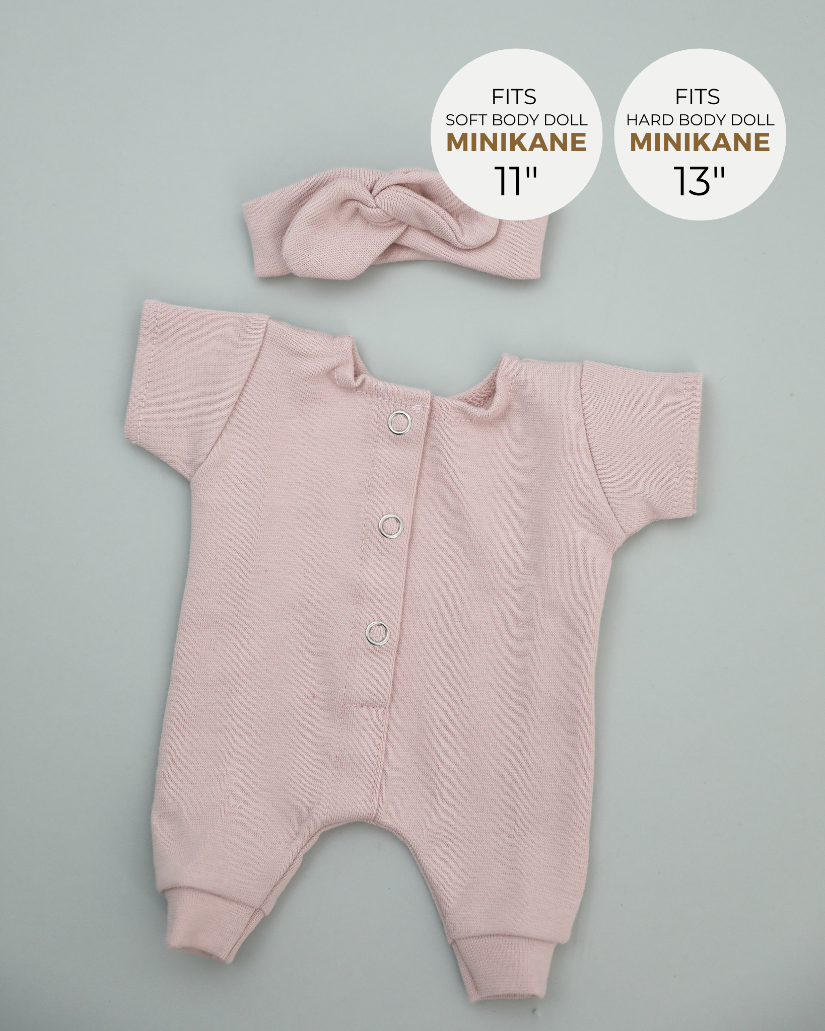 Minikane Doll Clothes | Baby Doll Jumpsuit with Headband (Petal)