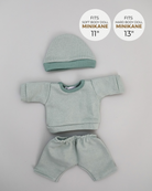Minikane Doll Clothes | Baby Doll Fleece Pant Set with Hat (Mint)