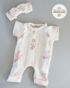 Minikane Doll Clothes | Soft Body Doll Jumpsuit with Headband (Bird Print)