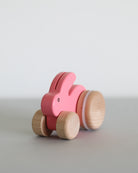 Small Hopping Wooden Rabbit - Pink
