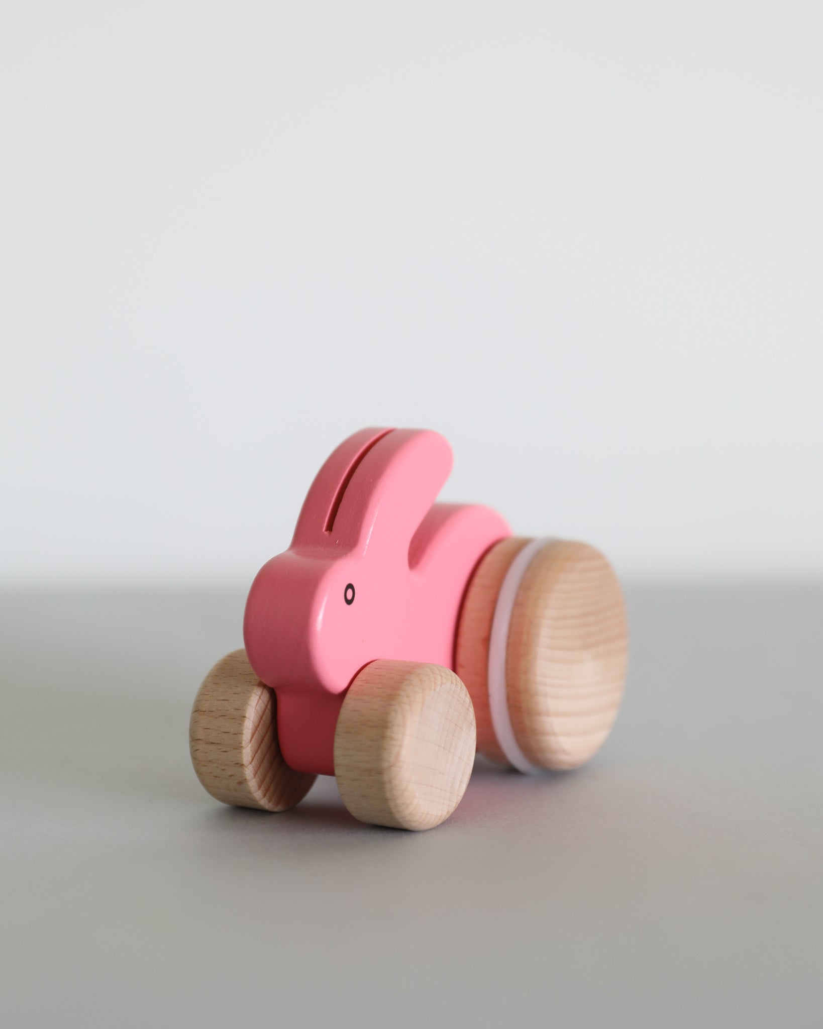 Small Hopping Wooden Rabbit - Pink