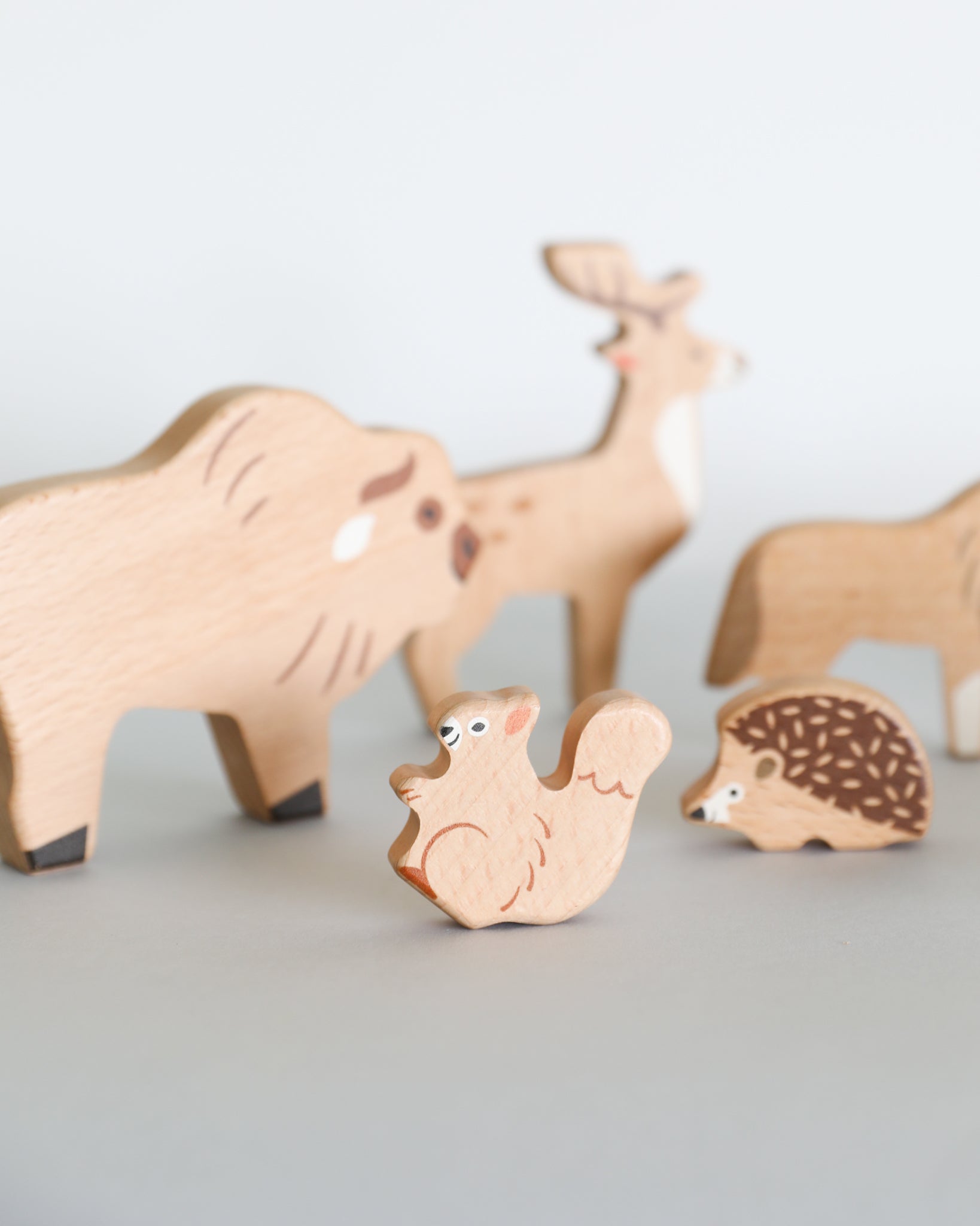 Wooden Forest Animal Figures - Set of 10