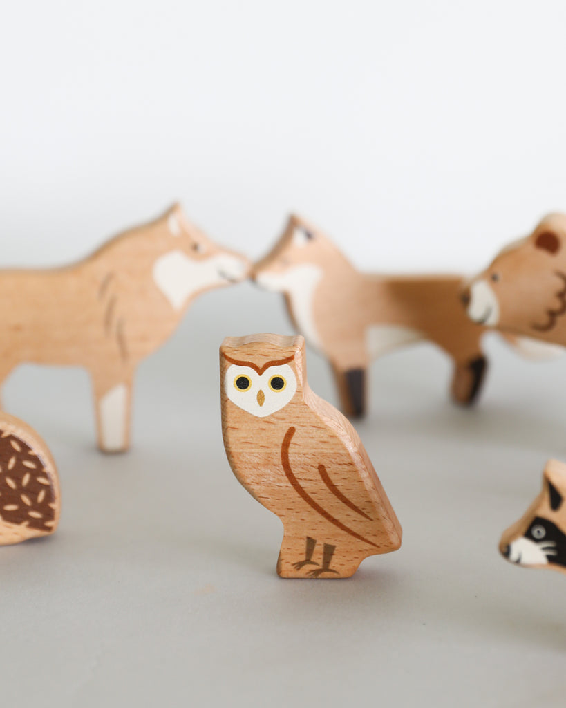 Wooden Forest Animal Figures - Set of 10