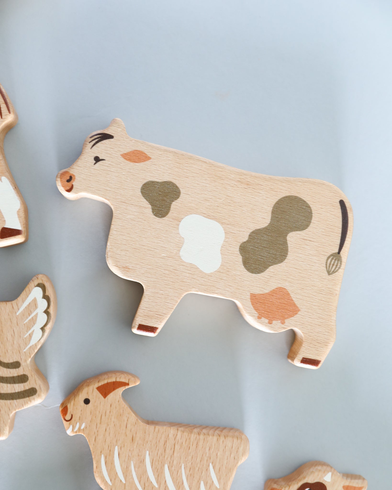 Wooden Farm Animal Figures - Set of 14