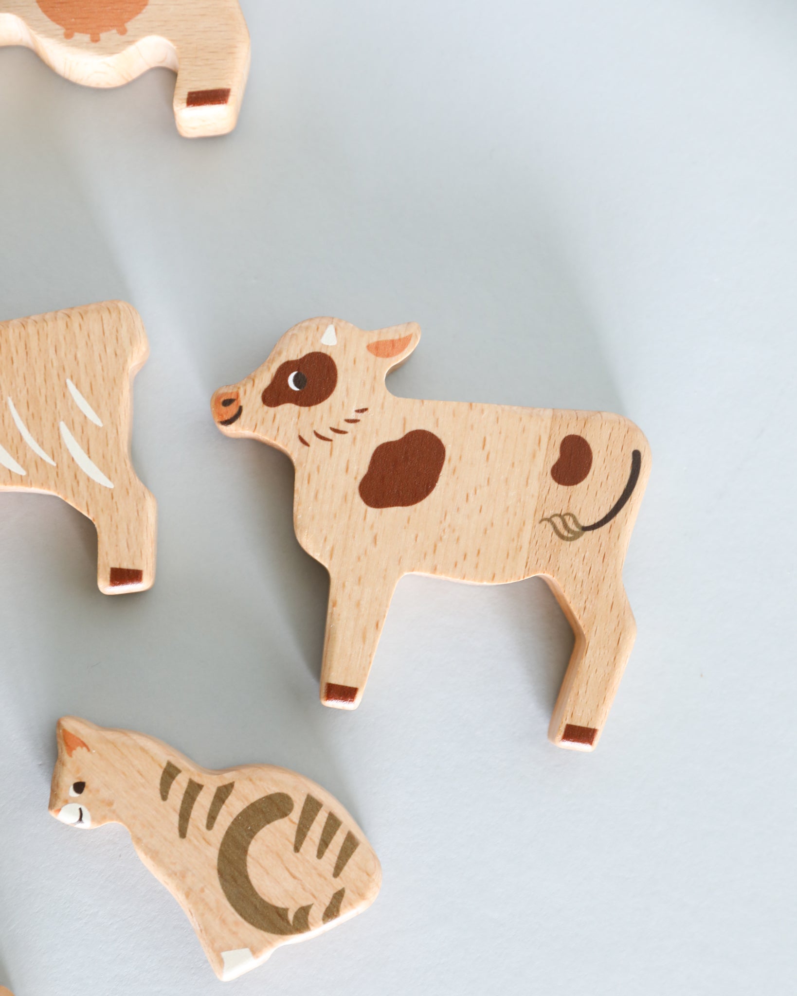 Wooden Farm Animal Figures - Set of 14